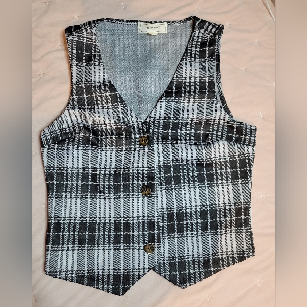 Plaid Button-Up Vest